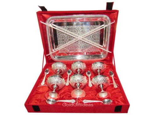 6 German Silver Antique Ice Cream Bowl - 2000gms